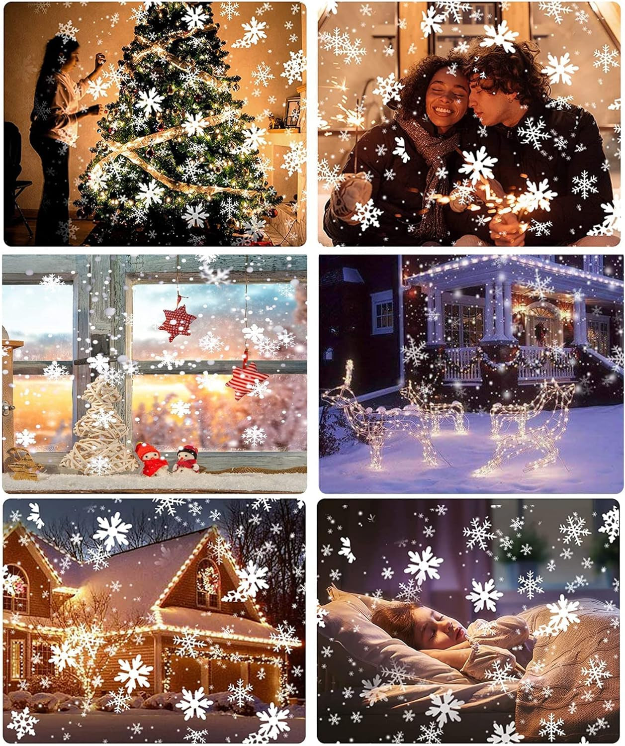 Christmas Projector Lights Outdoor,Snowflake with Remote Control,2021 Best Light Waterproof Snowflake Outdoor Xmas Led, Black, MA002