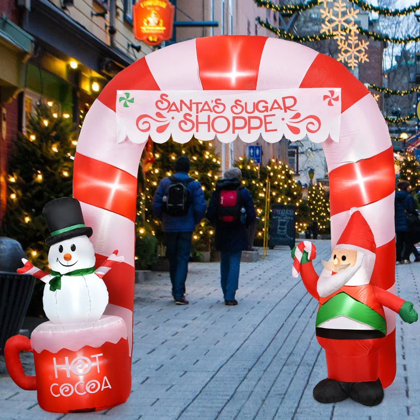 8 Ft Lighted Christmas Inflatable Archway, Inflatable Santa Claus and Snowman Arch Indoor and Outdoor Holiday Decorations, Built-In Led Lights, Large Outdoor Patio Decorations Garden Props