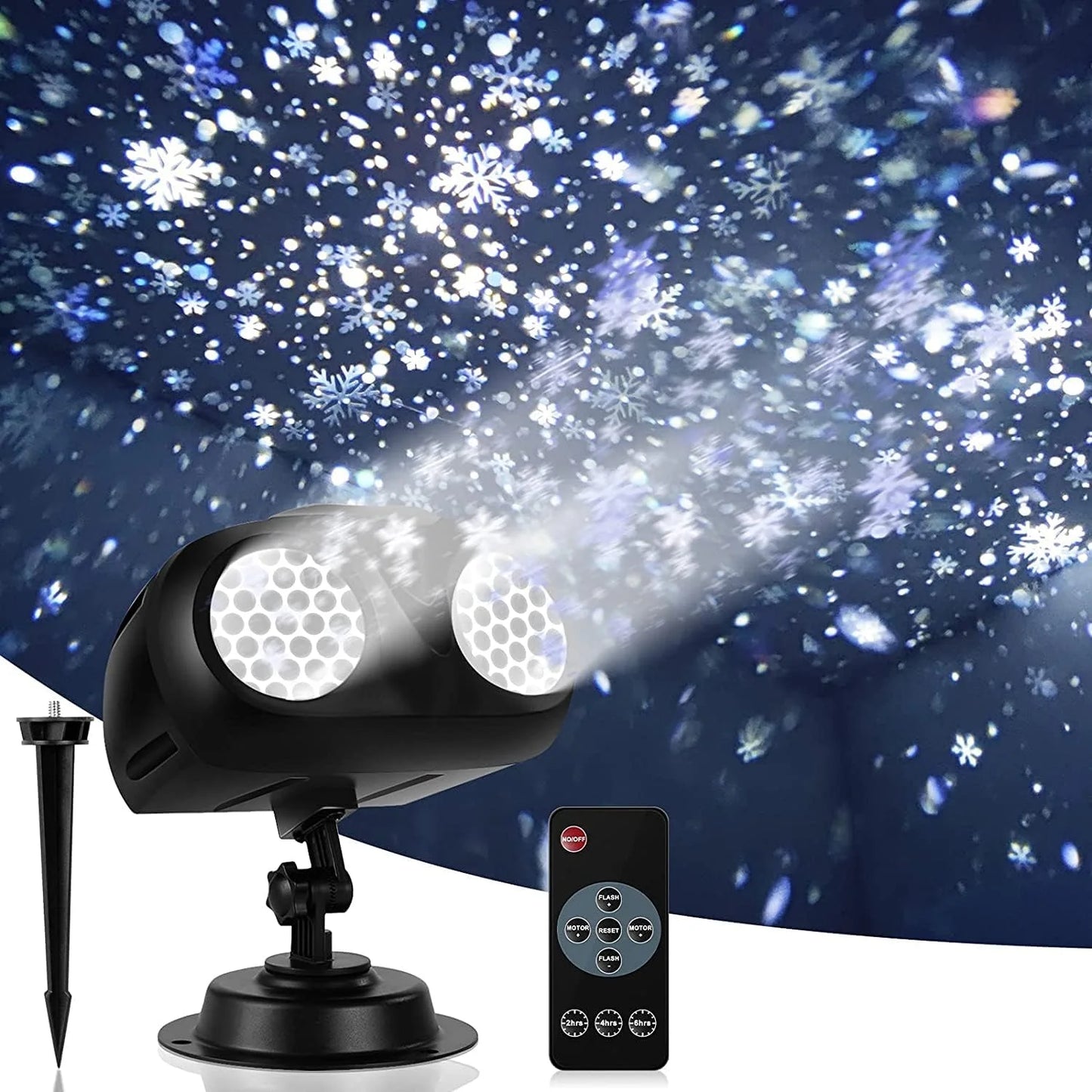 Christmas Snowflake Light Projector Outdoor, Snowfall Spotlight Lamp with Remote