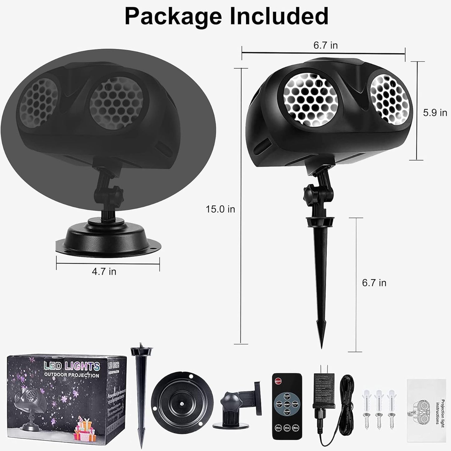 Christmas Projector Lights Outdoor,Snowflake with Remote Control,2021 Best Light Waterproof Snowflake Outdoor Xmas Led, Black, MA002