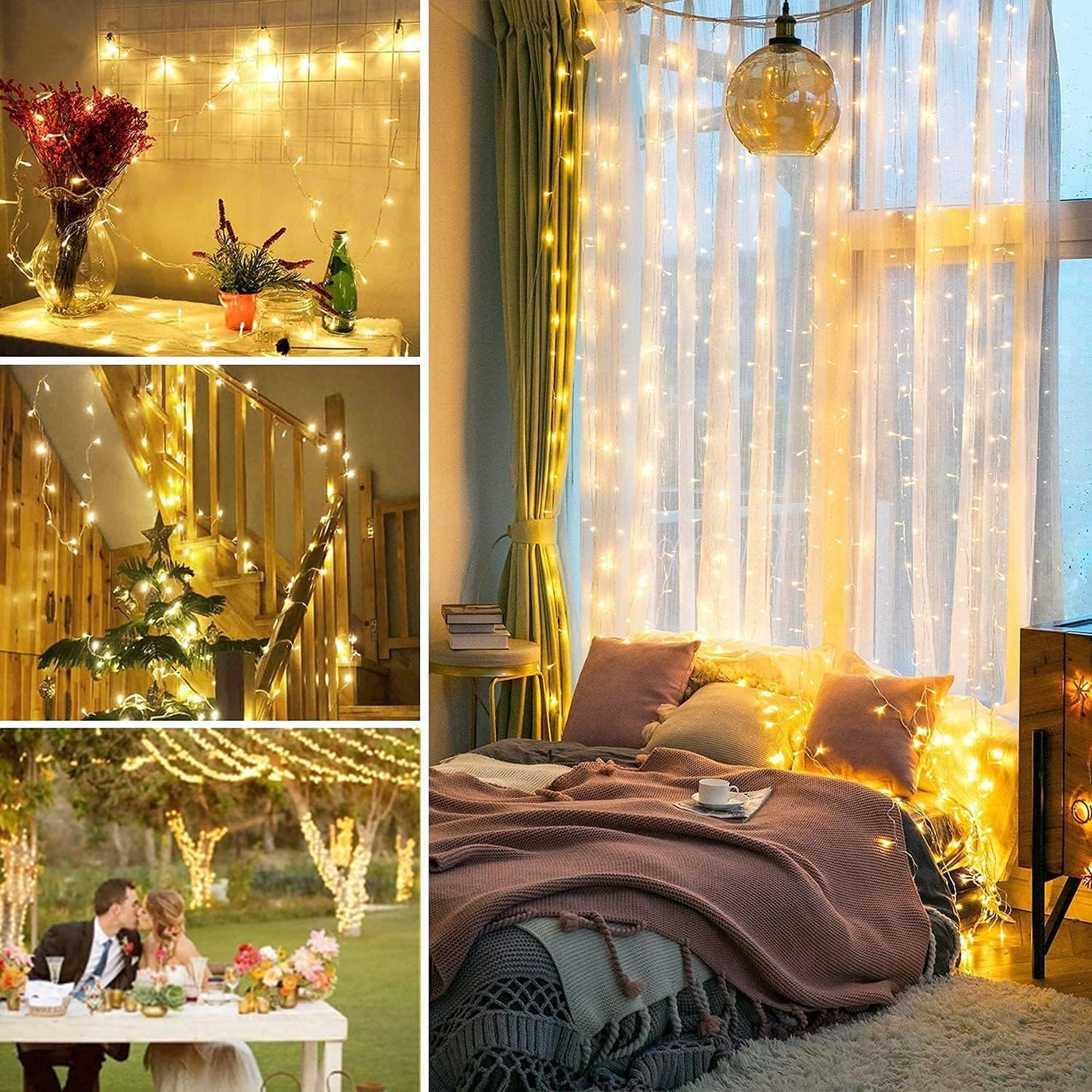 Connectable Warm White Christmas Lights Indoor Outdoor, 91.5Ft 250 LED Christmas String Lights, 8 Modes Twinkle Fairy String Light Plug in for Tree Party Decoration