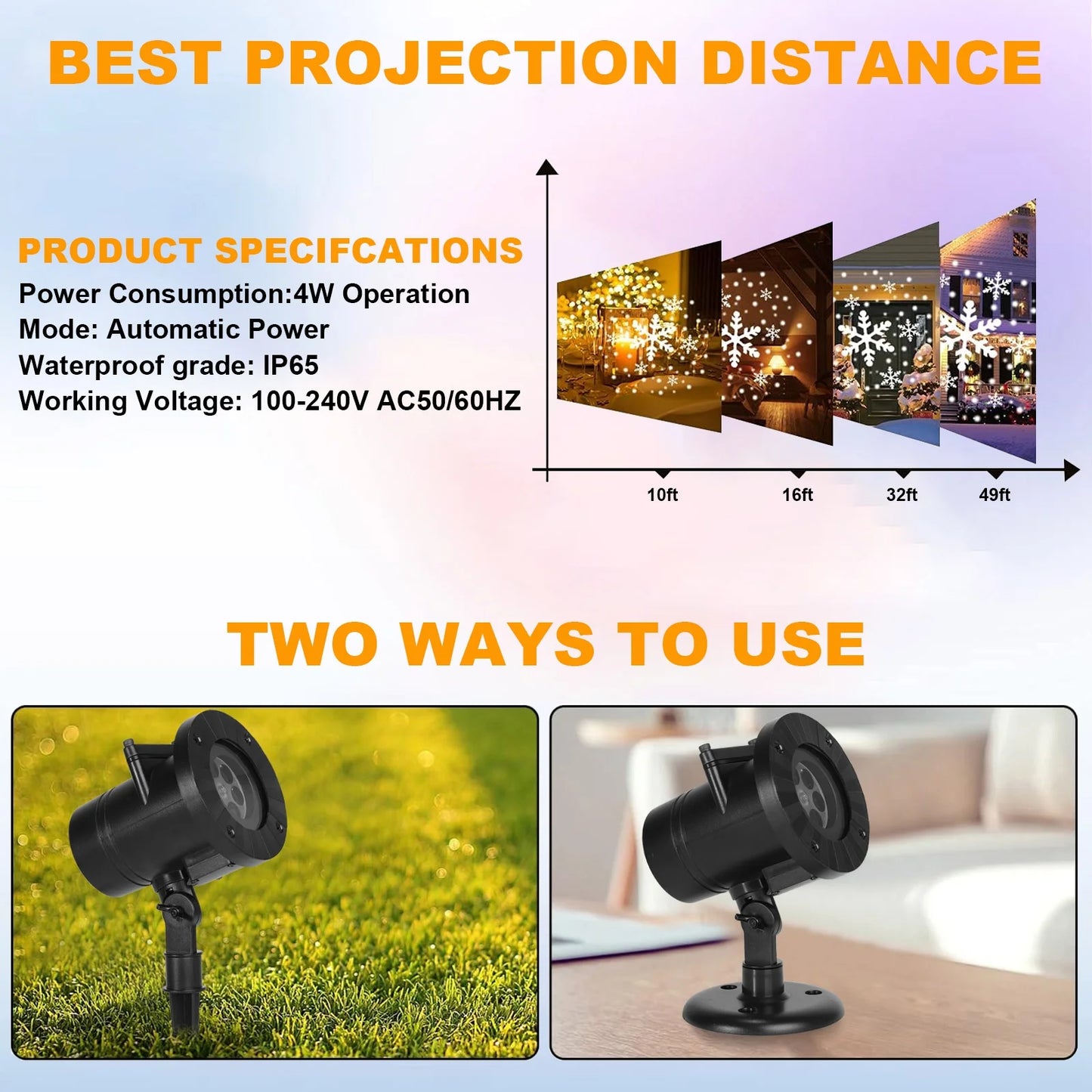 Halloween Christmas Projector Lights Outdoor with 16 Patterns Slides IP65 Waterproof Snowflake Projection Holiday Lights