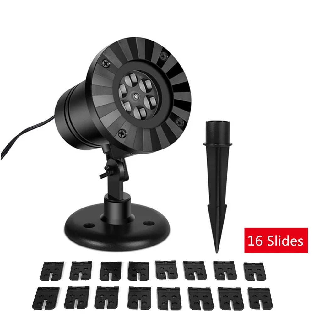 Projector Lights 16 Patterns Garden Lamp Lighting Waterproof Landscape Projection Light for Christmas Halloween Holiday Indoor Outdoor Wall Motion Decoration