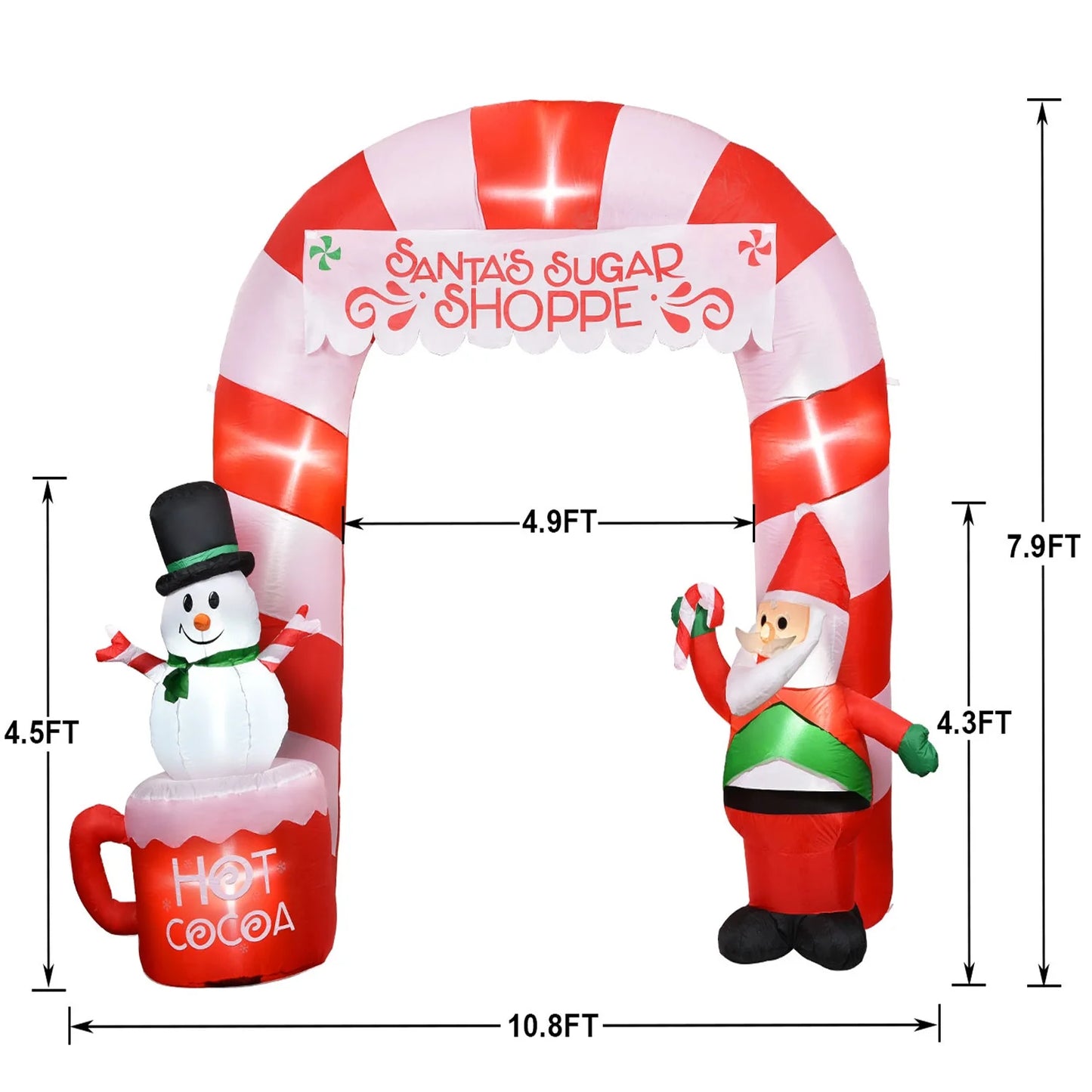 8 Ft Lighted Christmas Inflatable Archway, Inflatable Santa Claus and Snowman Arch Indoor and Outdoor Holiday Decorations, Built-In Led Lights, Large Outdoor Patio Decorations Garden Props