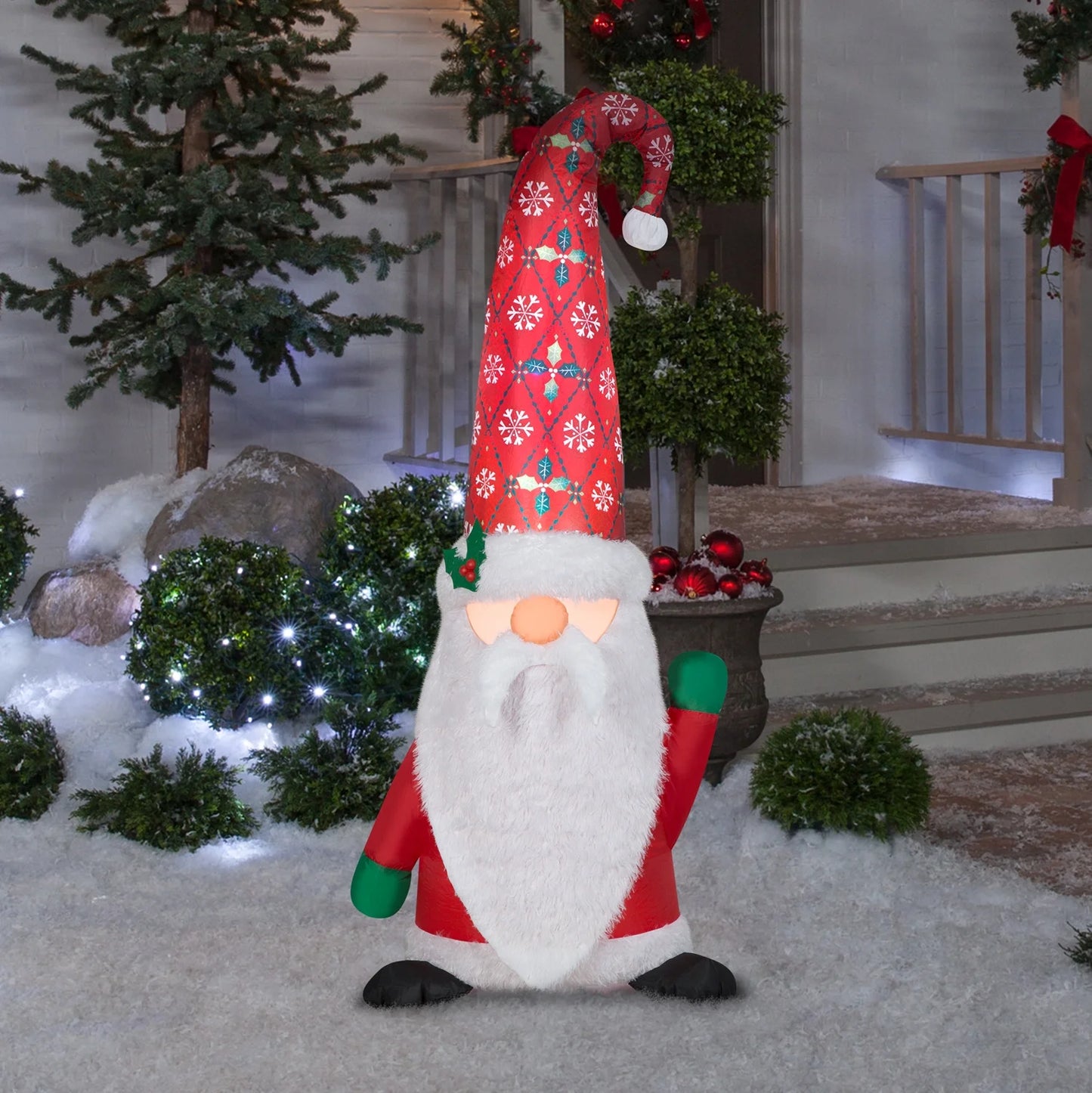 5 Ft. H Christmas Airblown Inflatables Damask Tomten with Curved Hat Mixed Media