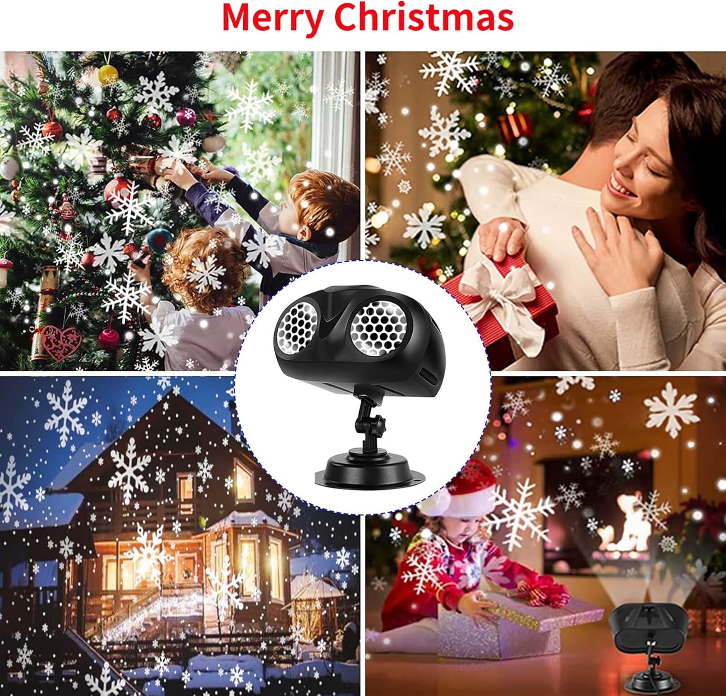 Christmas Projector Lights Outdoor,Snowflake with Remote Control,2021 Best Light Waterproof Snowflake Outdoor Xmas Led, Black, MA002