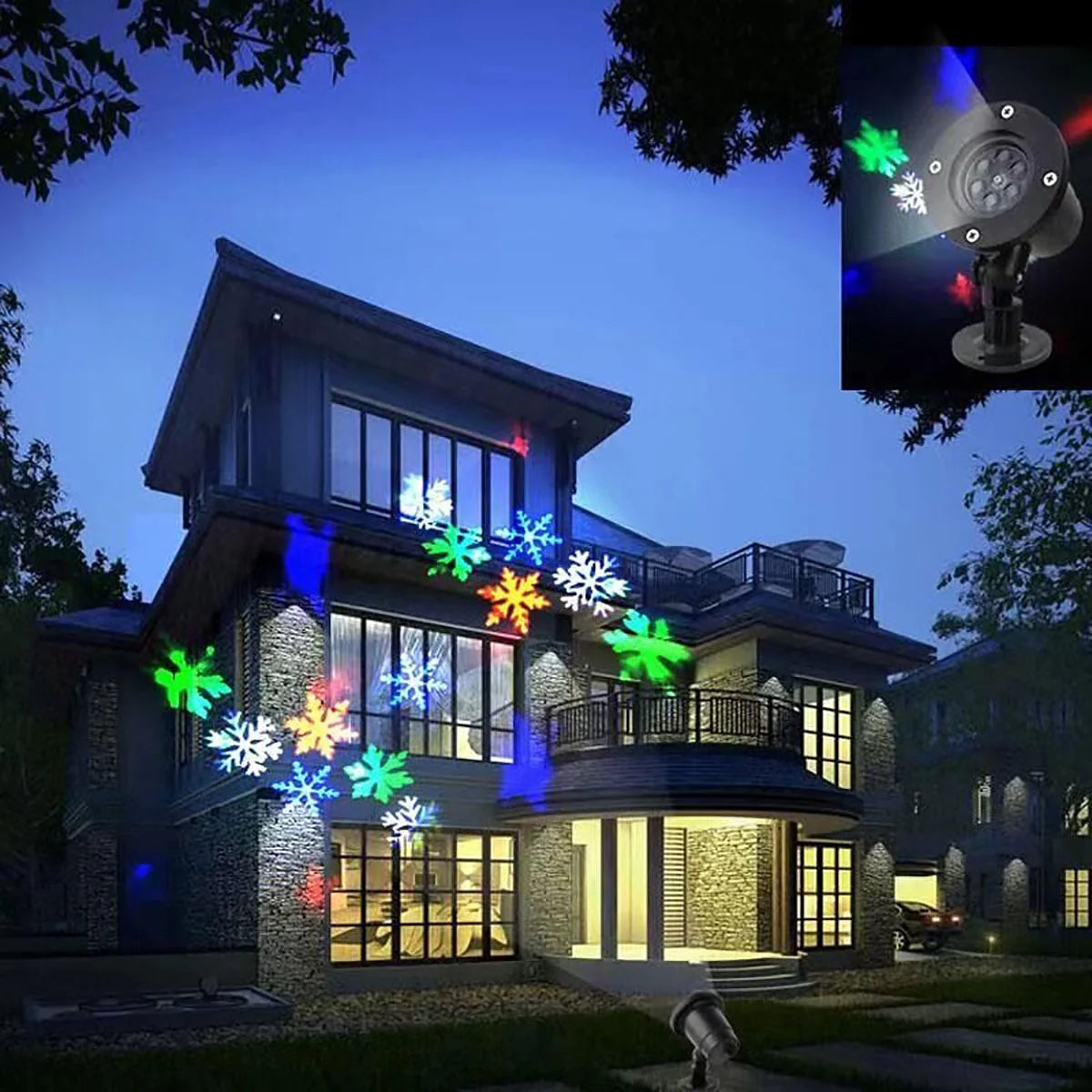 Waterproof Moving Snowflake Laser Projector Light Christmas New Year LED Stage Light Outdoor Snow Party Garden Landscape Lamp