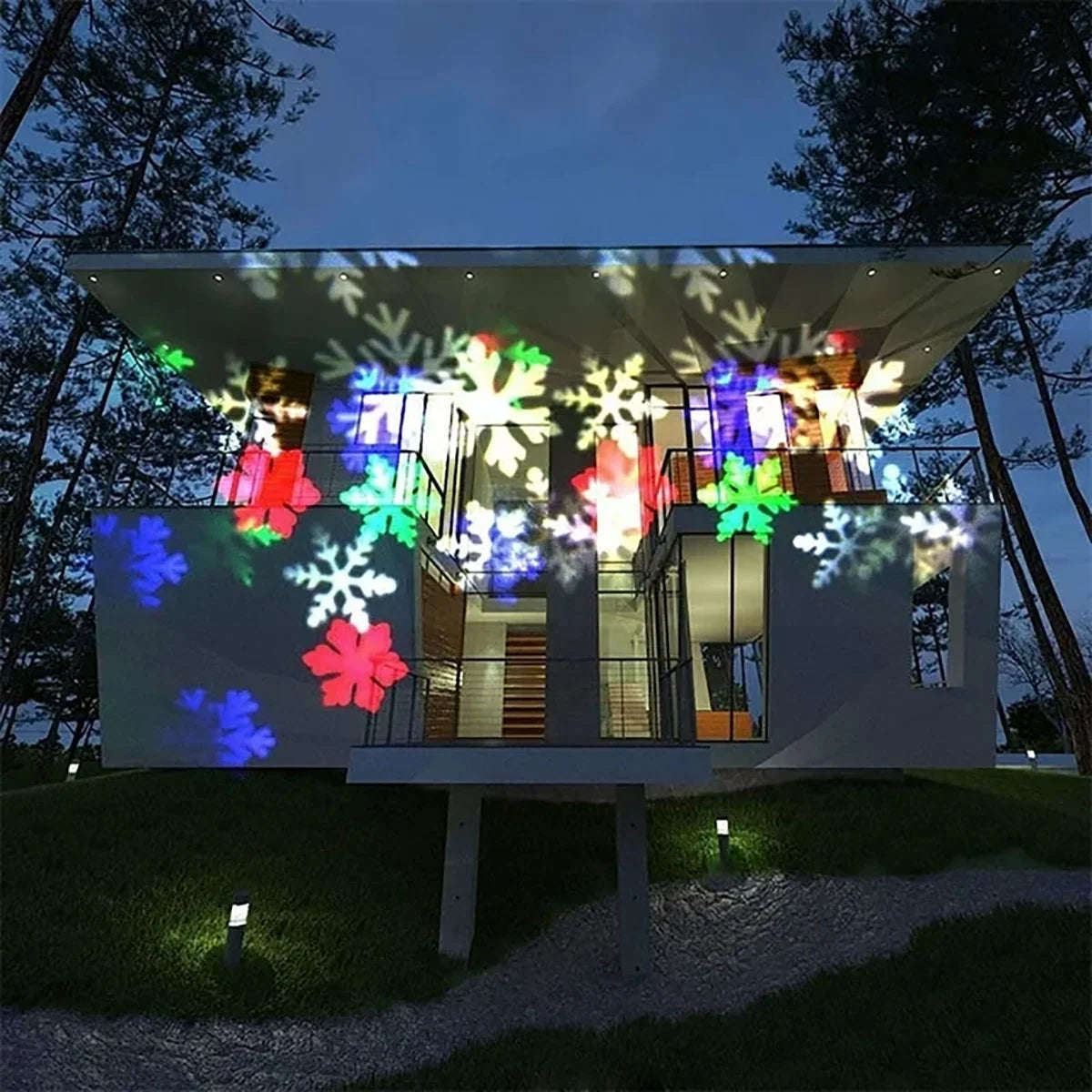 Waterproof Moving Snowflake Laser Projector Light Christmas New Year LED Stage Light Outdoor Snow Party Garden Landscape Lamp