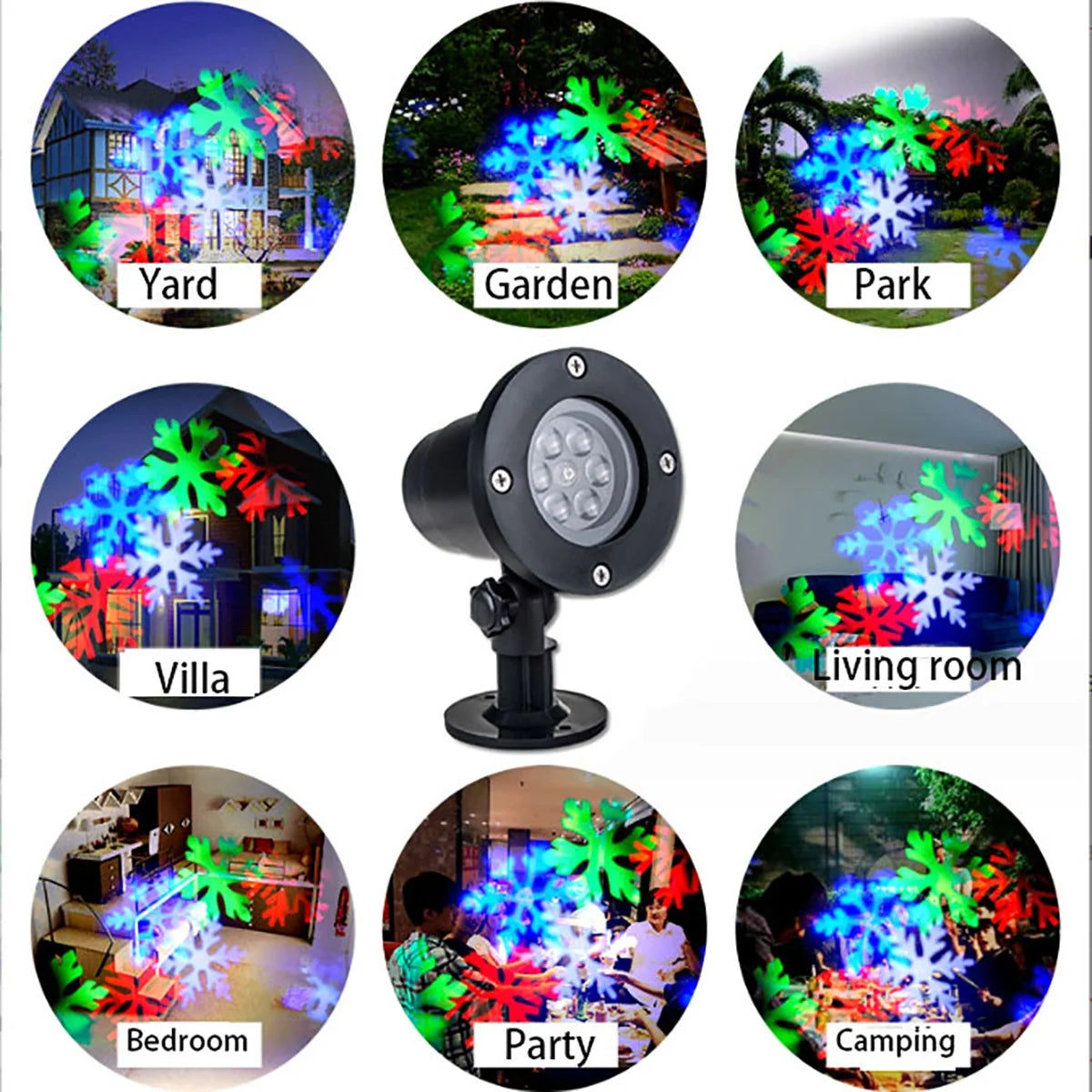 Waterproof Moving Snowflake Laser Projector Light Christmas New Year LED Stage Light Outdoor Snow Party Garden Landscape Lamp