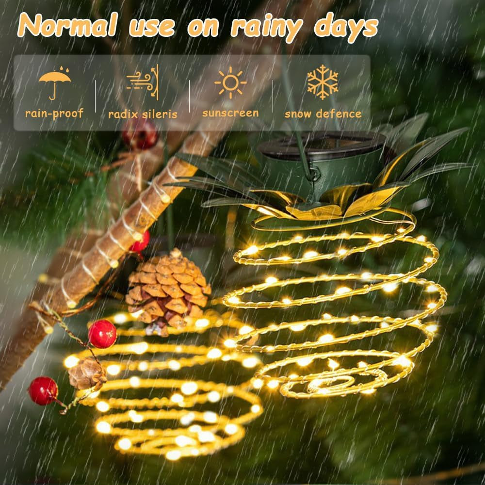 Outdoor Solar Hanging Lantern Lights - 60LED Waterproof Solar Pineapple Light for Garden,Yard Porch Lawn Backyard Landscape Pathway Patio Outside,Christmas Tree Lights