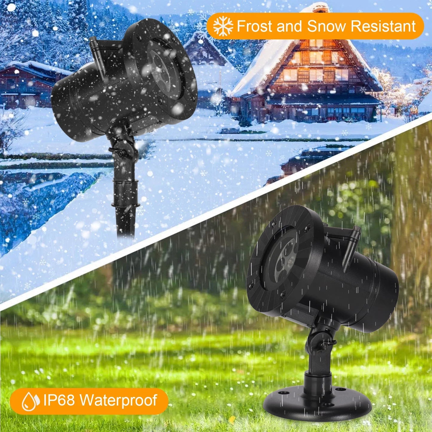 Halloween Christmas Projector Lights Outdoor with 16 Patterns Slides IP65 Waterproof Snowflake Projection Holiday Lights