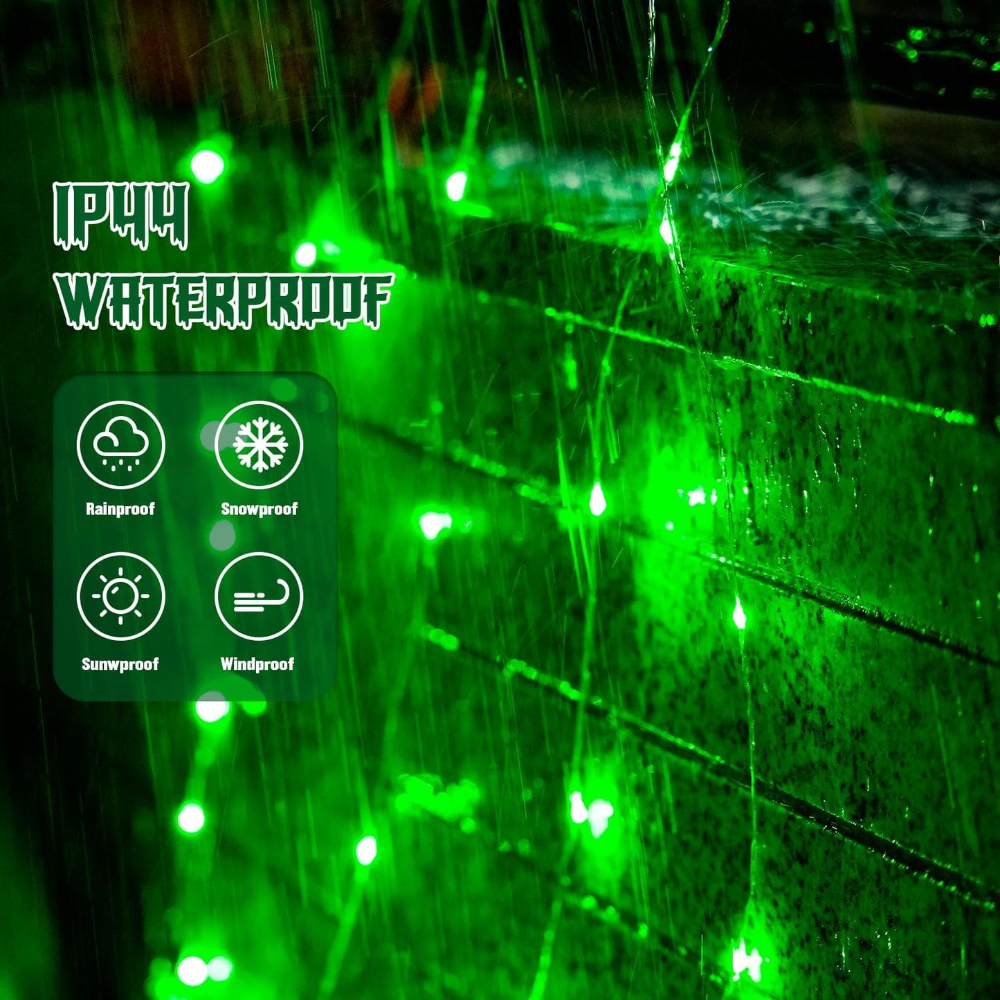 2 Pack Green Solar Halloween Lights Each 66Ft 200 LED Green Solar Lights Outdoor, 8 Modes Copper Wire Solar Fairy Lights for Garden Yard Patio Christmas Halloween Decorations