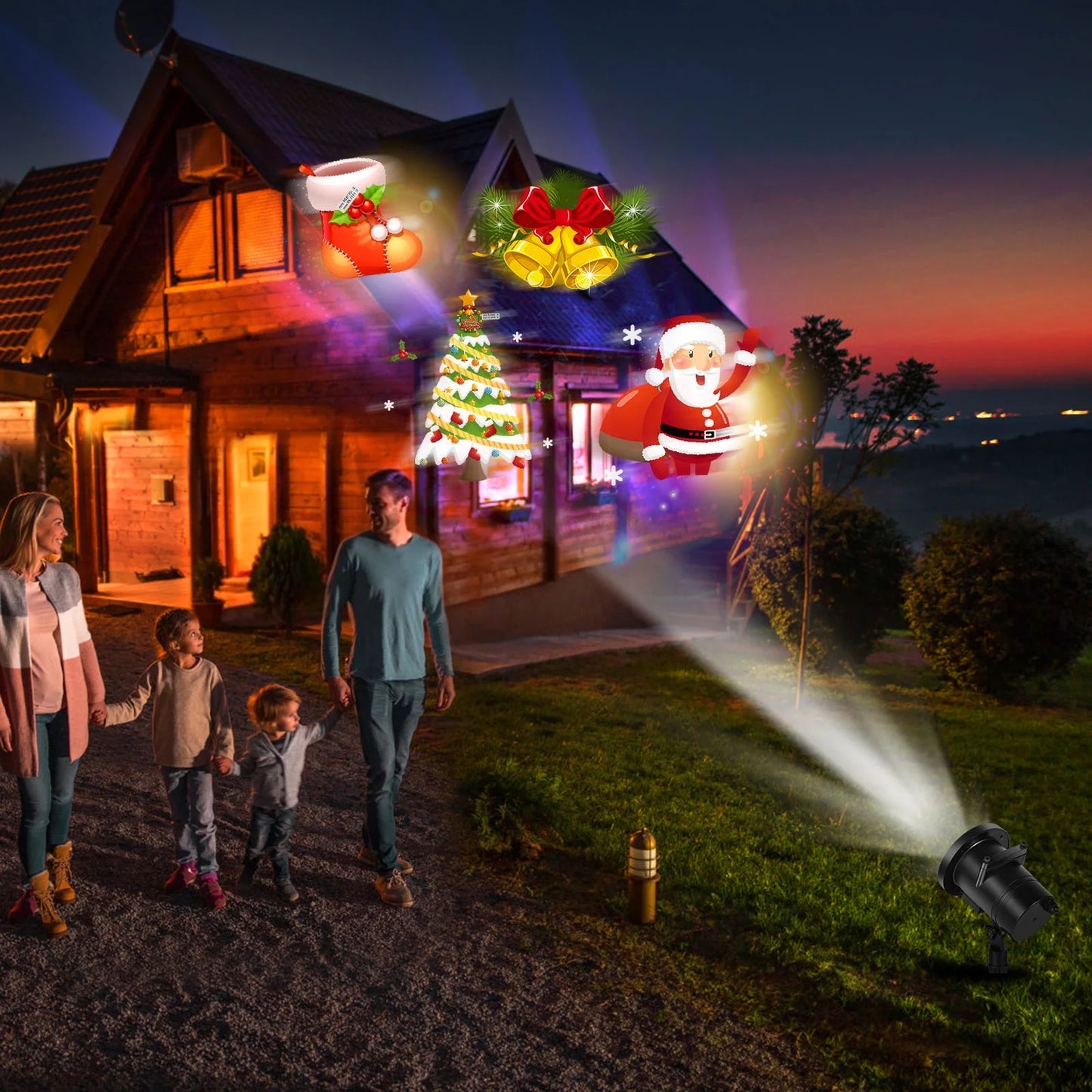 Projector Lights 16 Patterns Garden Lamp Lighting Waterproof Landscape Projection Light for Christmas Halloween Holiday Indoor Outdoor Wall Motion Decoration