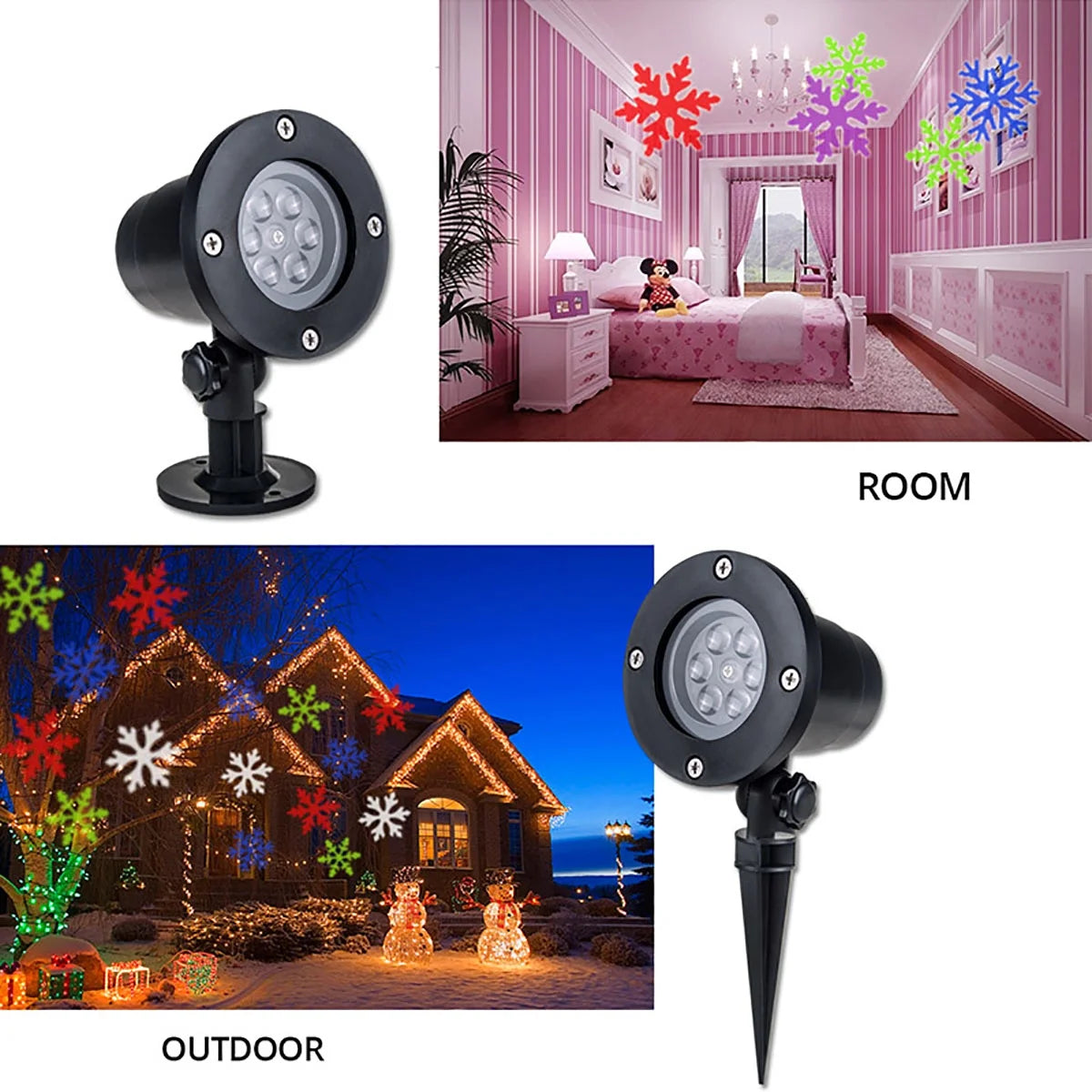 Waterproof Moving Snowflake Laser Projector Light Christmas New Year LED Stage Light Outdoor Snow Party Garden Landscape Lamp