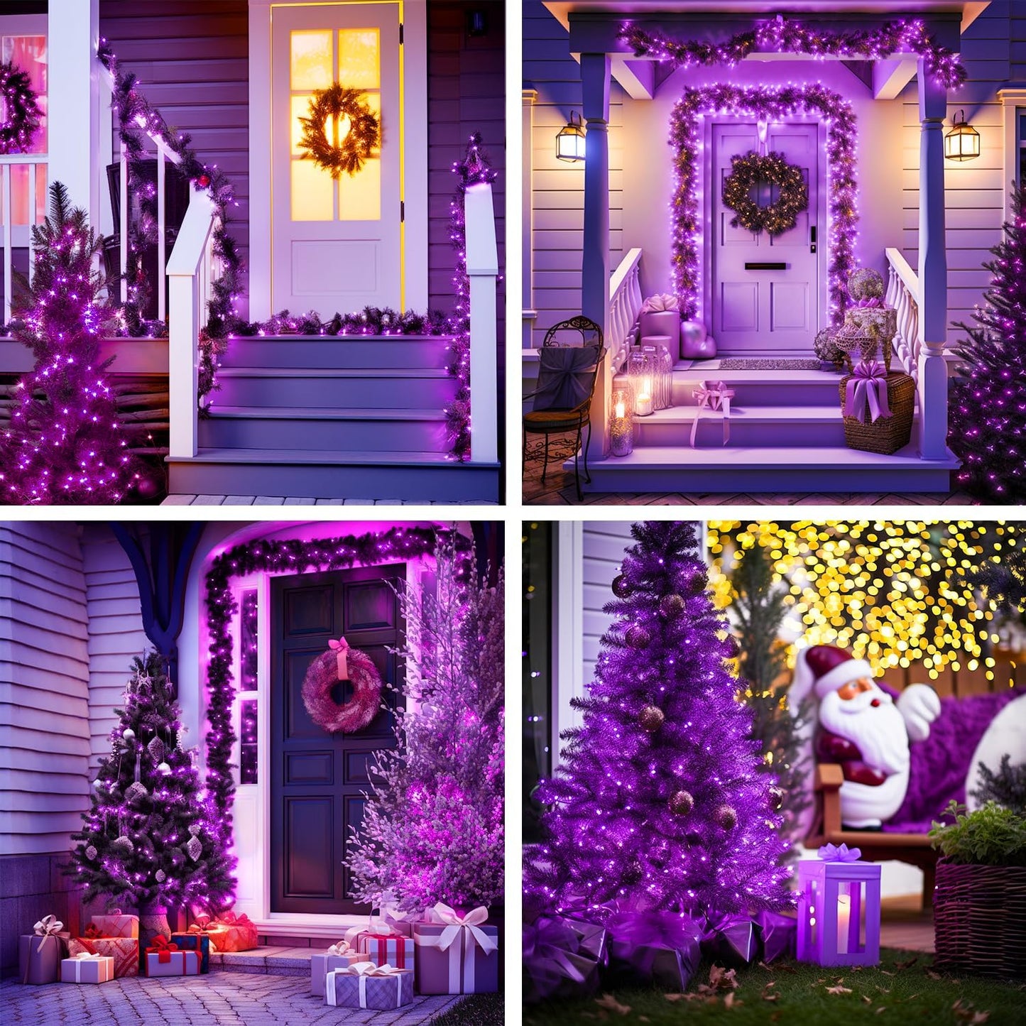 4 Pack 50 LED Halloween Fairy Lights Battery Operated, 16.1Ft Purple String Lights, Mini Christmas Lights Indoor Outdoor Waterproof for Bedroom Party Halloween Christmas Decorations
