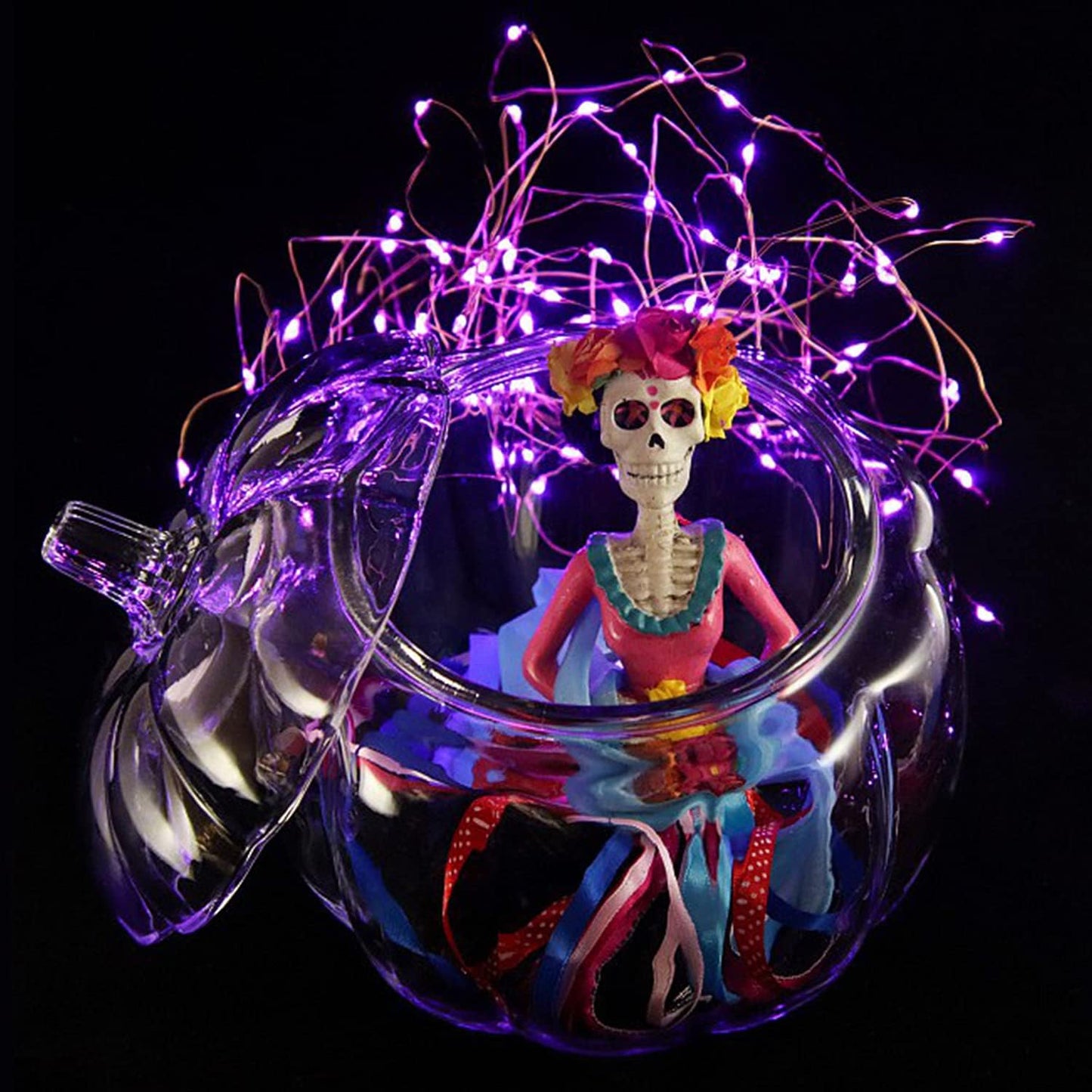 4 Pack 50 LED Halloween Fairy Lights Battery Operated, 16.1Ft Purple String Lights, Mini Christmas Lights Indoor Outdoor Waterproof for Bedroom Party Halloween Christmas Decorations