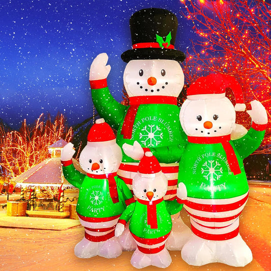6FT Christmas Inflatables Decorations Snowman Outdoor Decorations with Build-In LED Lights, Blow up Yard Decoration Xmas Inflatables for Indoor Outdoor, Lawn, Garden(A Family of Four Snowmen)