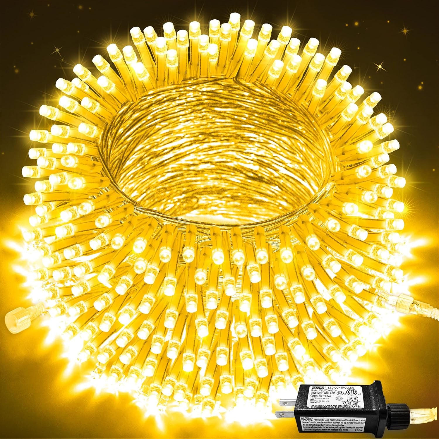 Connectable Warm White Christmas Lights Indoor Outdoor, 91.5Ft 250 LED Christmas String Lights, 8 Modes Twinkle Fairy String Light Plug in for Tree Party Decoration