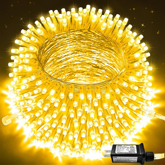 Connectable Warm White Christmas Lights Indoor Outdoor, 91.5Ft 250 LED Christmas String Lights, 8 Modes Twinkle Fairy String Light Plug in for Tree Party Decoration