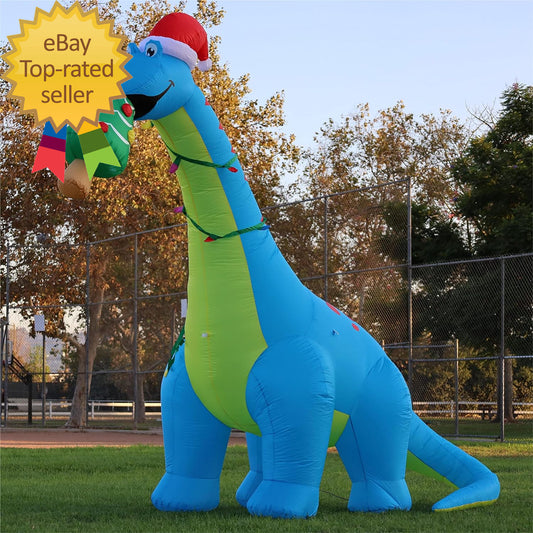 10Ft Christmas Inflatables Outdoor Decorations Blow up Dinosaur Tree
