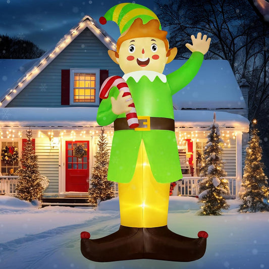 12 FT Christmas Inflatables Outdoor Decoration, Giant Elf Inflatable Christmas B