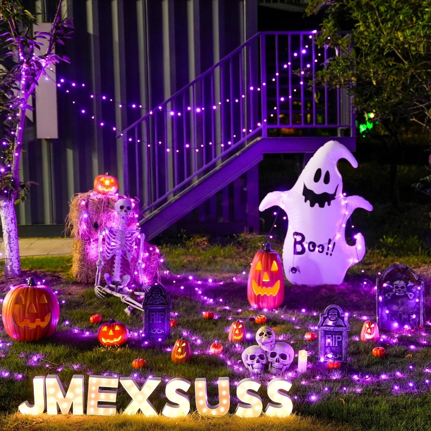 2 Pack Solar Halloween Lights, 100 LED 42.7Ft Purple Halloween Lights Outdoor Waterproof, 8 Modes Solar String Lights for Halloween, Christmas Tree, Gardens, Party, Xmas, Outside