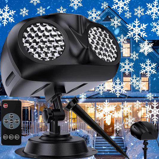 Christmas Projector Lights Outdoor,Snowflake with Remote Control,2021 Best Light Waterproof Snowflake Outdoor Xmas Led, Black, MA002