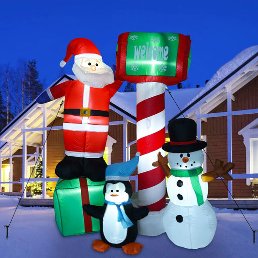 6 Ft Christmas Inflatables Santa Claus and Snowman Outdoor Decorations Blow up Christmas Yard Decorations with Built-In LED Lights and Accessories for Holiday Indoor and Outdoor Party Decoration