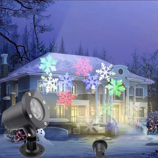 Waterproof Moving Snowflake Laser Projector Light Christmas New Year LED Stage Light Outdoor Snow Party Garden Landscape Lamp