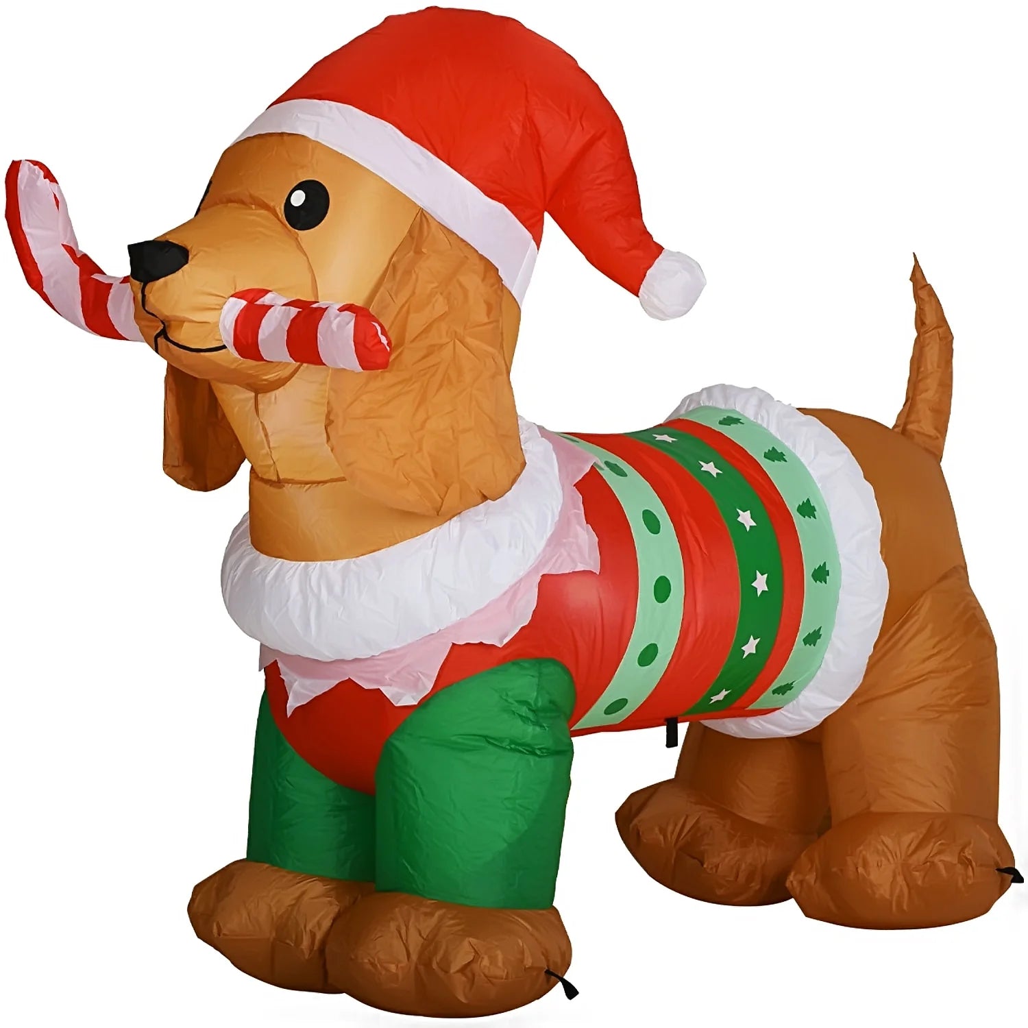 5Ft Christmas Inflatables Dog,  Outdoor Christmas Decorations Inflatable Dog with Led Lights, Light up Presents Christmas Decoration Yard Inflatables Dog with Candy Cane, Hat, Clothes