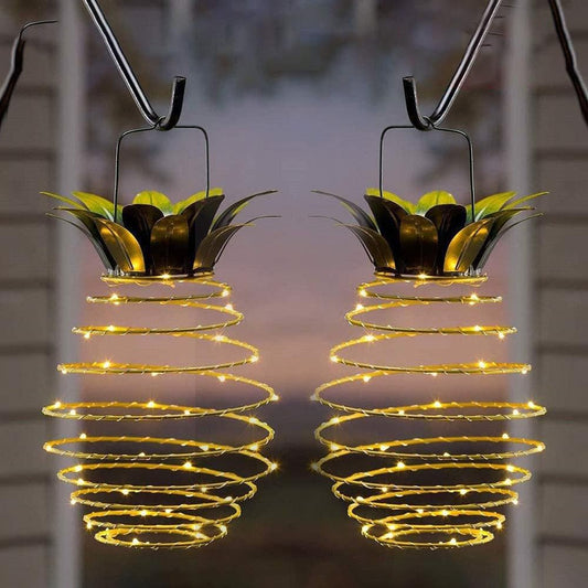 Outdoor Solar Hanging Lantern Lights - 60LED Waterproof Solar Pineapple Light for Garden,Yard Porch Lawn Backyard Landscape Pathway Patio Outside,Christmas Tree Lights